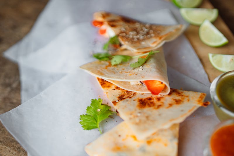 Cafe Rio chicken quesadilla with melted cheese and salsa